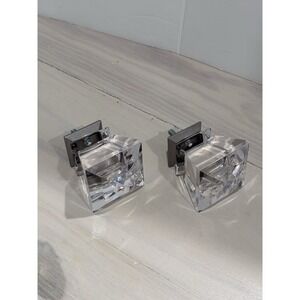 Square Acrylic Crystal Curtain Rod Finials Oil Rubbed Bronze Base Set